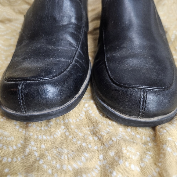 Y2K 90s Croft & Barrow Chantal Black Leather Block Heel Loafers size 6.5M Pumps - Picture 12 of 16